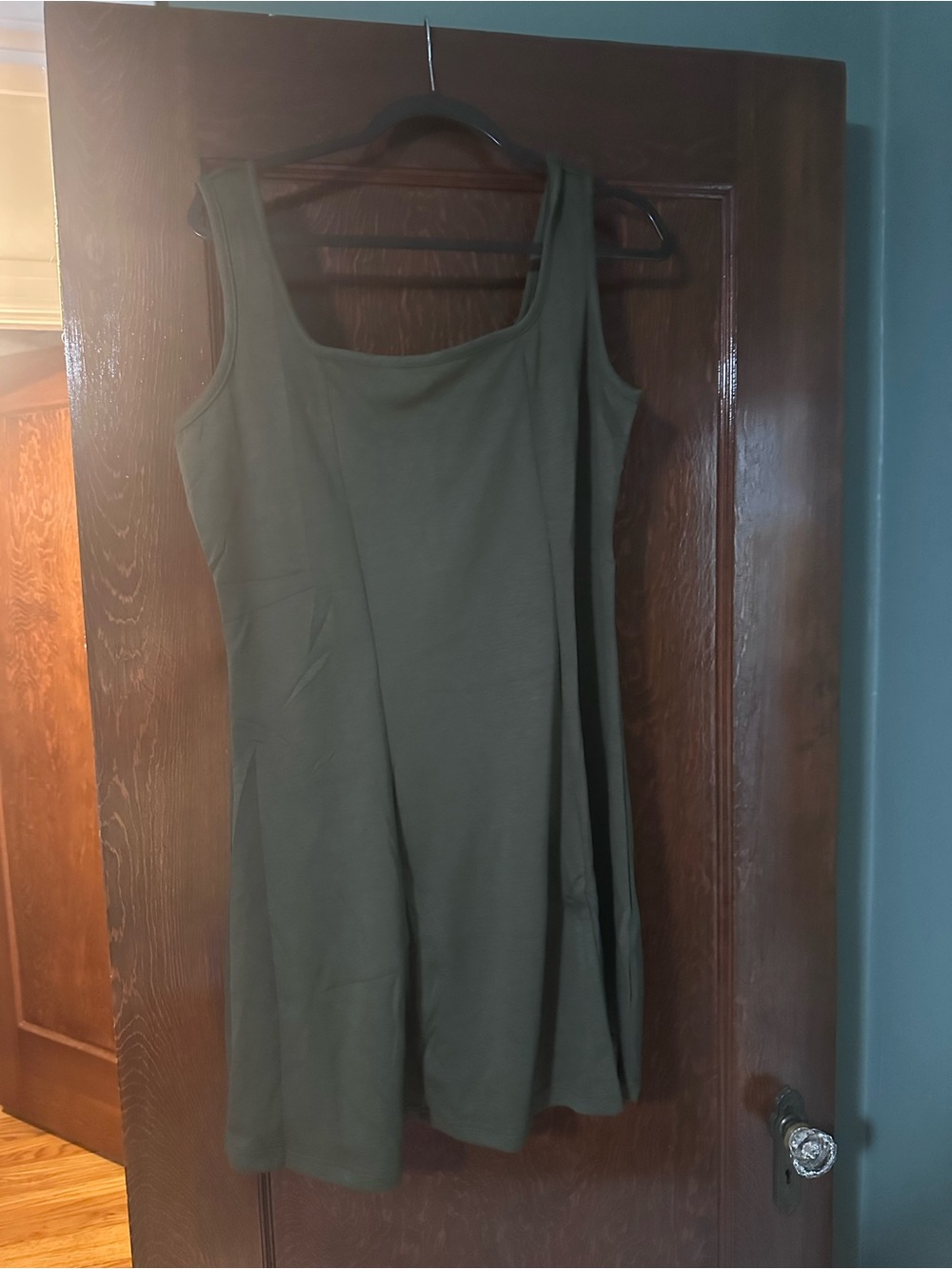 Sleeveless Olive Mini Dress with Scoop Neck
